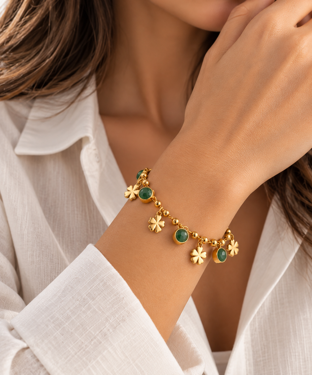 Green Aventurine Clover Bracelet