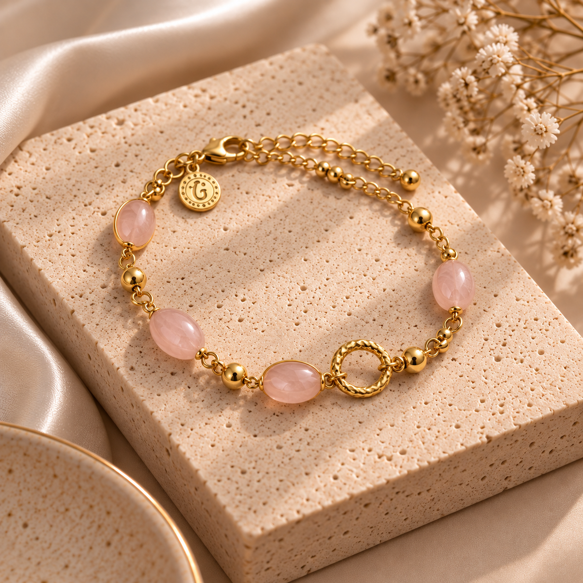 Rose Quartz Beaded Bracelet